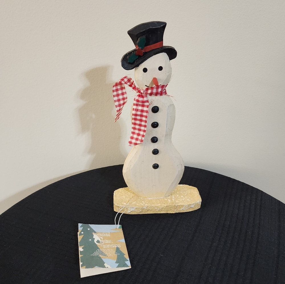 Vintage Wooden Snowman Figments of Folklore Collection International Christmas